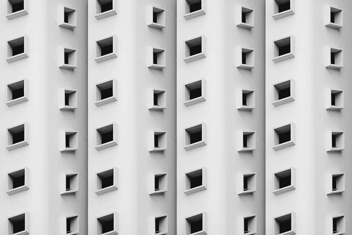 Layered abstract structure standing in for volume and repeat requirements